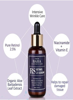 Cos De BAHA Cos De BAHA (RS) Retinol 2.5% Solution Face Serum with Vitamin E - Facial Crepe Erasing, Age Spot Remover, High-Strength Solution for Face 30ml  - Image 2