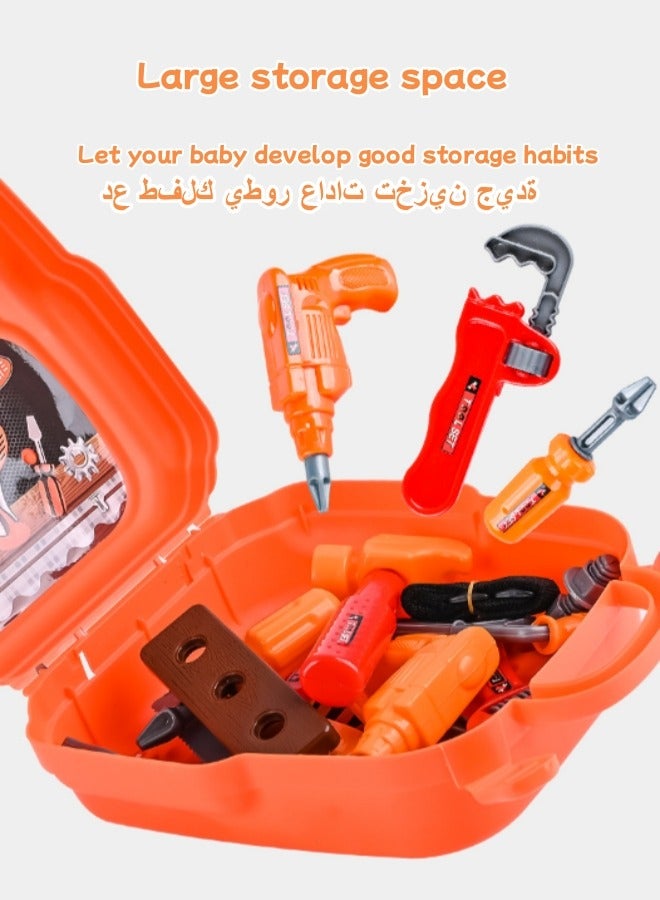 Kids Tool Set Children's Backpack Toys Disassembly And Repair Toys Repair Tool Toy Set Pretend House Toys Suitable For Boys And Girls Gifts Various Tools 22pcs (Orange)  - Image 5