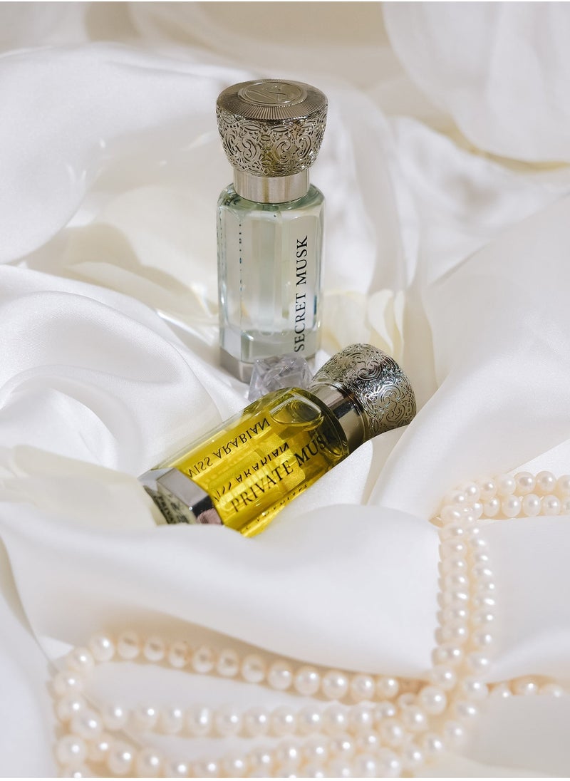 Private Musk Concentrated Perfume Oil 12ml - An Exquisite Fusion of Saffron, Jasmine, and Caramel with a Unique White Amber and Oak Moss Base