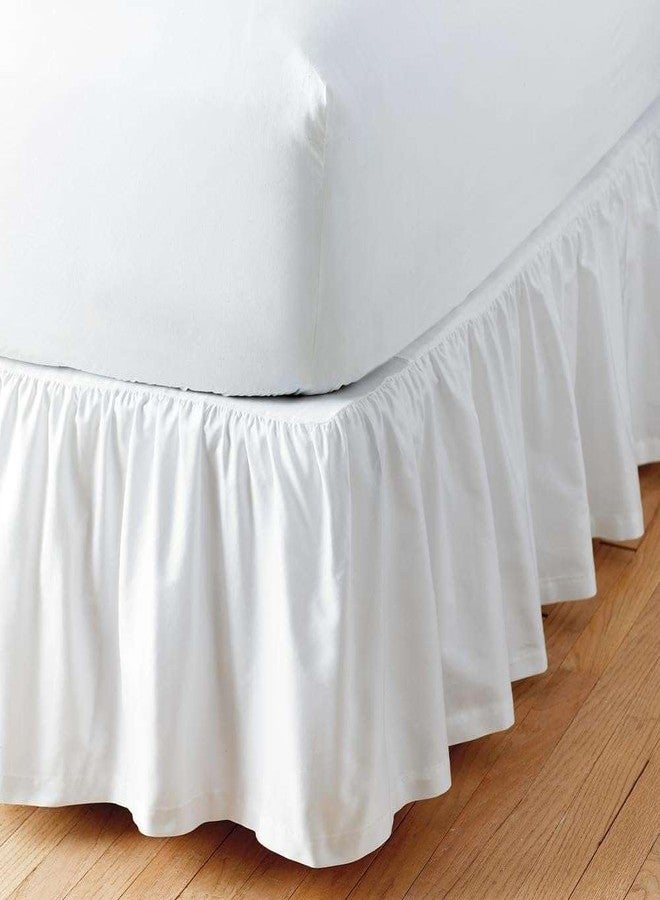 Sleepwell White Solid, King Size Ruffled Bed Skirt 18 Inch Drop Split Corner,100 Percent Pure Egyptian Cotton 400 Thread Count, Wrinkle & Fade Resistant - Image 1