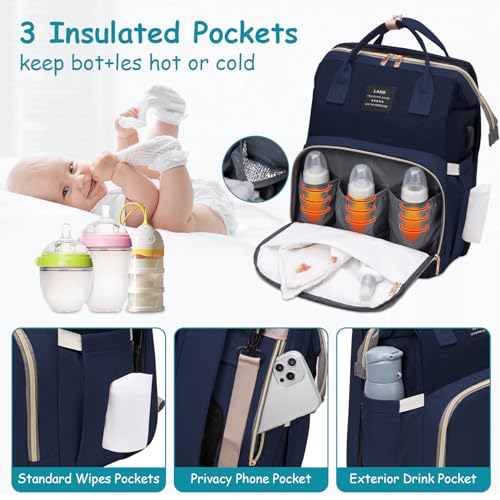 AFDLLDQM Diaper Bag Backpack, Multifunctional Baby Diaper Bag, Diaper Changing Station for Boys Girls, Large Capacity Travel Baby Bag for Mom Dad - Image 3