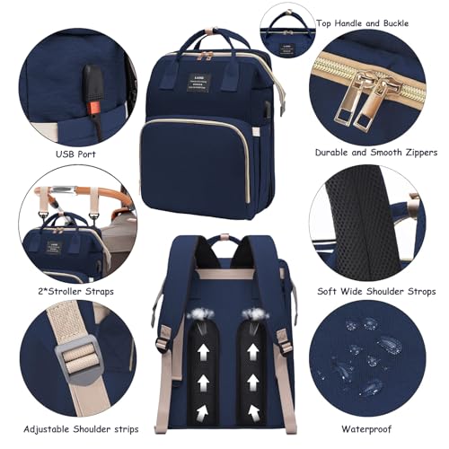 AFDLLDQM Diaper Bag Backpack, Multifunctional Baby Diaper Bag, Diaper Changing Station for Boys Girls, Large Capacity Travel Baby Bag for Mom Dad - Image 4