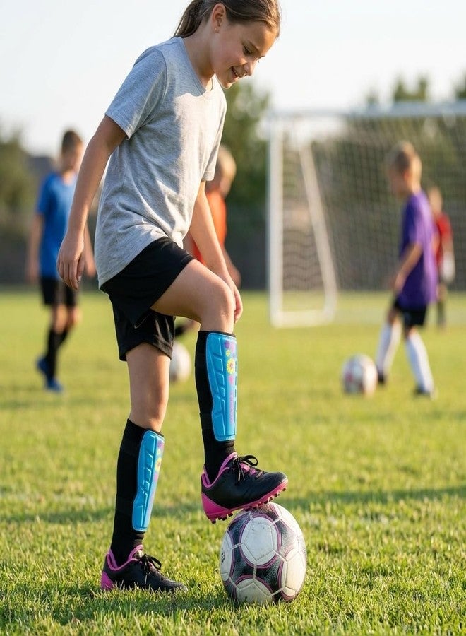 Vizari Blossom Shin Guard, Blue/Pink - Image 4