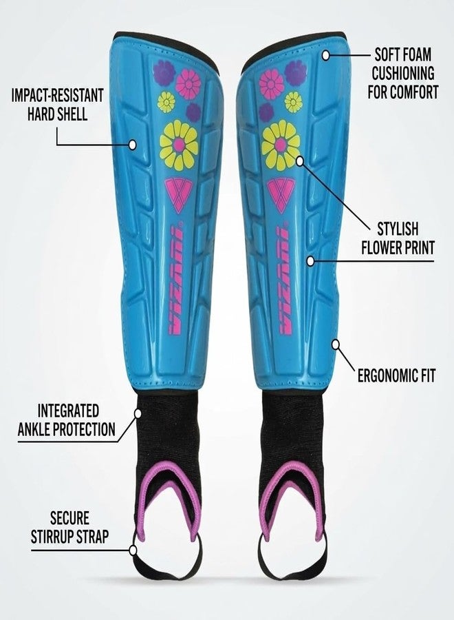 Vizari Blossom Shin Guard, Blue/Pink - Image 2