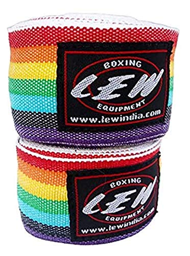 LEW Mexican Style Boxing 500CM Long with Elastic Hand & Wrist Support Spandex Multicolor Hand Wraps (Rainbow) - Image 1
