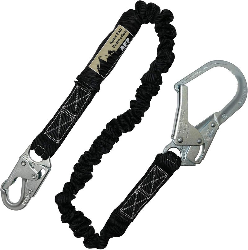 afp 6FT Single Leg Internal Shock Absorbing Safety Fall Protection Lanyard with Pelican Rebar & Snap Hook |Heavy-Duty Webbing | Roofer, Construction, Scaffolding PPE | OSHA & ANSI Rated - Image 1