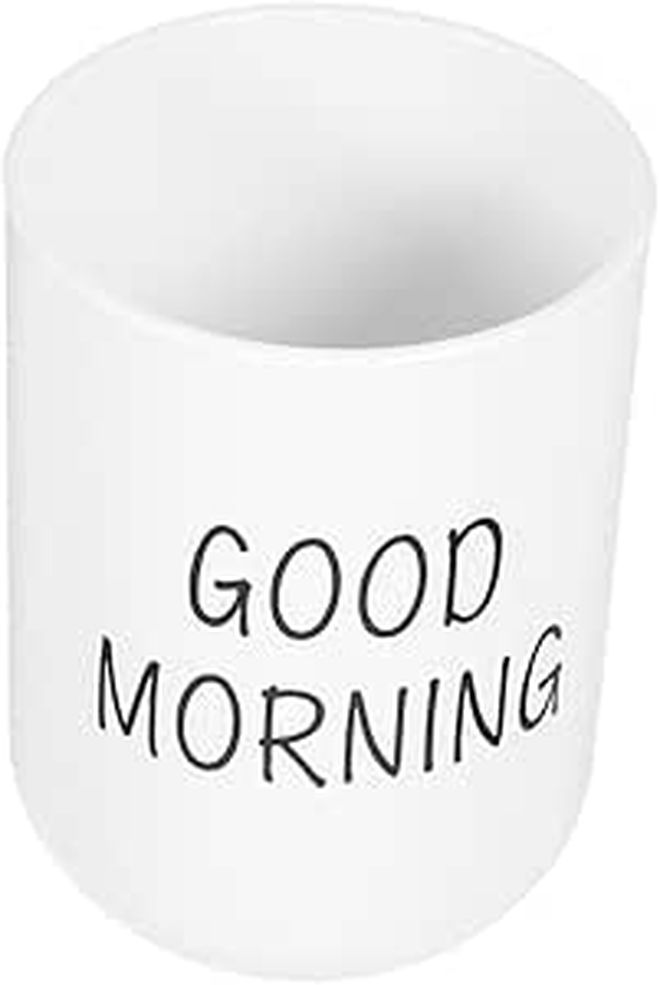 NouNona Bathroom Tumbler Cup Unbreakable Plastic Rinse Cup For Boys And Girls Makeup Brush Holder Toothbrush Organizer Reusable Drinking Suitable For Home Travel Hotels White - Image 1