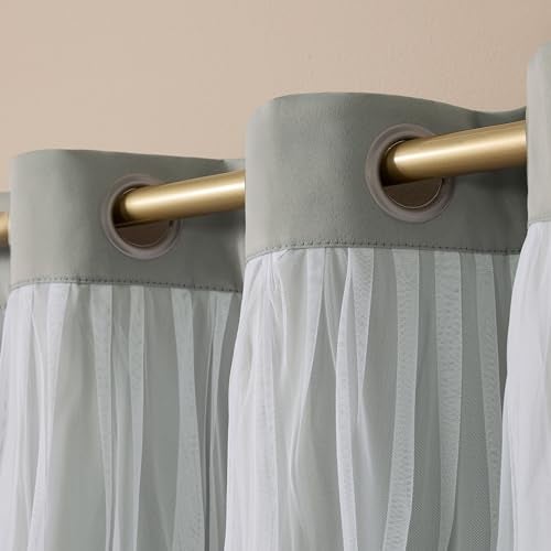 TOWN & COUNTRY LUXE Talia Double Layer Indoor Curtains, Sheer and Room Darkening Blackout, Grommet Top, Energy Efficient, 2-Pack Set, 52"W x 96"L, Soft Grey 2 Count - Image 3