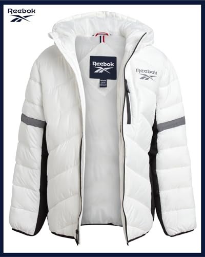 Reebok Boys Puffer Jacket - Heavyweight Quilted Wind & Water Resistant Boys Winter Coat - Insulated Bubble Kids Winter Jacket, Size 8, White - Image 3