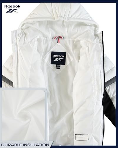 Reebok Boys Puffer Jacket - Heavyweight Quilted Wind & Water Resistant Boys Winter Coat - Insulated Bubble Kids Winter Jacket, Size 8, White - Image 5
