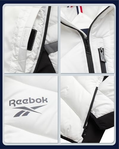 Reebok Boys Puffer Jacket - Heavyweight Quilted Wind & Water Resistant Boys Winter Coat - Insulated Bubble Kids Winter Jacket, Size 8, White - Image 4