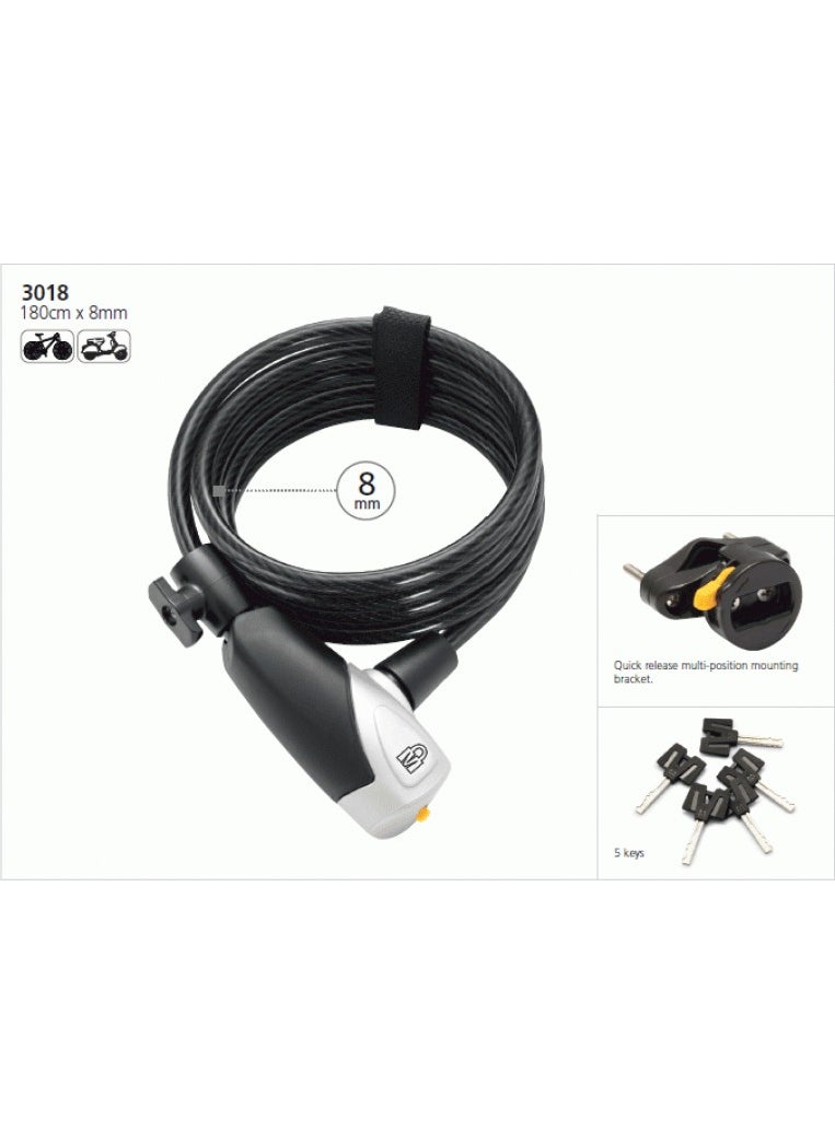Magnum - 8X1800MM Bicycle Lock with Key 3018 KLT-117 - Image 1