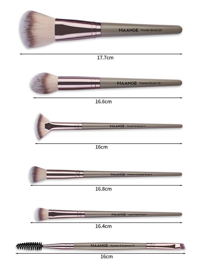MAANGE فرش مكياج، مجموعة فرش مكياج تجميلية مكونة من 20 قطعة عالية الجودة لدمج الأساس، أحمر الخدود، خافي العيوب، ظلال العيون، شعيرات صناعية خالية من القسوة، أدوات مكياج للسفر، رمادي - Image 3