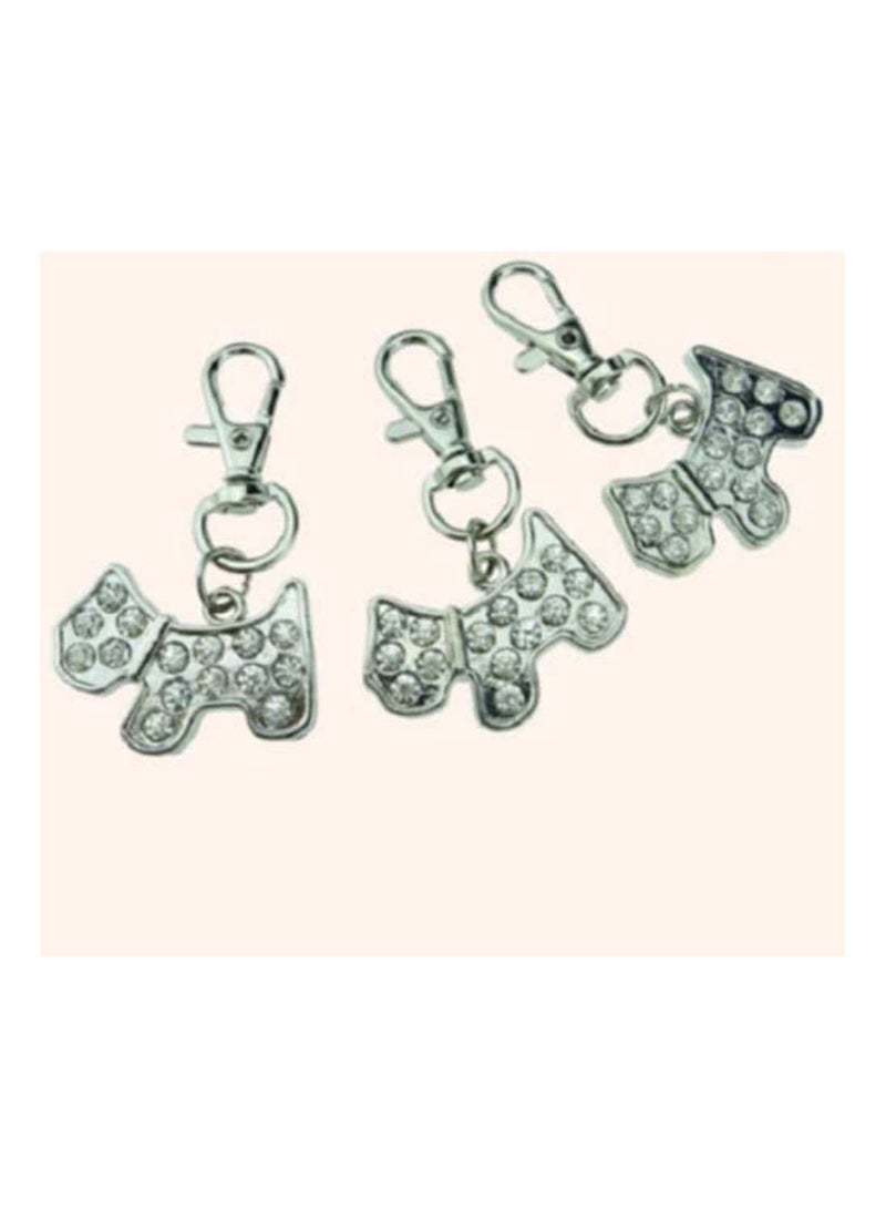 Petsary Bling Rhinestones Dog Pendant key ring, Dog collar, key chain, sparkly Diamond crystals shiny dog tags engravement (White)  - Image 2