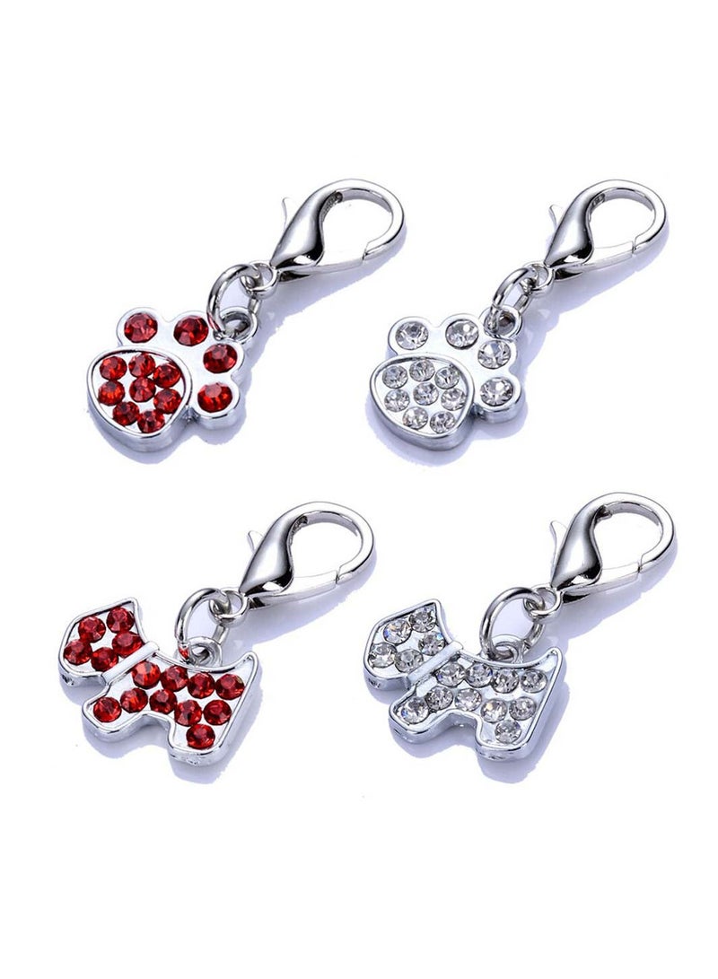 Petsary Bling Rhinestones Dog Pendant key ring, Dog collar, key chain, sparkly Diamond crystals shiny dog tags engravement (White)  - Image 5