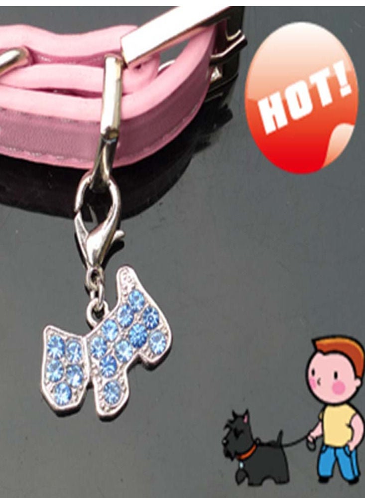 Petsary Bling Rhinestones Dog Pendant key ring, Dog collar, key chain, sparkly Diamond crystals shiny dog tags engravement (White)  - Image 4