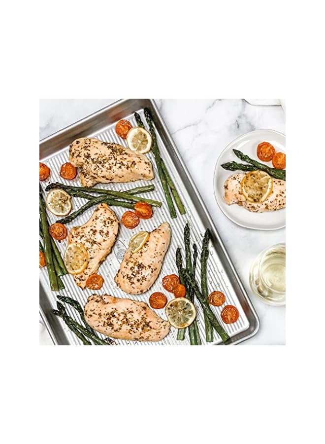 صينية خبز نصف صينية، صينية خبز مقاومة للالتواء وغير لاصقة، مصنوعة في الولايات المتحدة الأمريكية من الفولاذ الألومنيوم 17 1/4 × 12 1/4 × 1 - Image 4