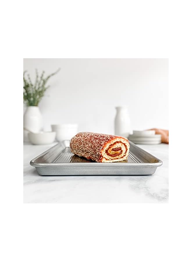 صينية خبز نصف صينية، صينية خبز مقاومة للالتواء وغير لاصقة، مصنوعة في الولايات المتحدة الأمريكية من الفولاذ الألومنيوم 17 1/4 × 12 1/4 × 1 - Image 3