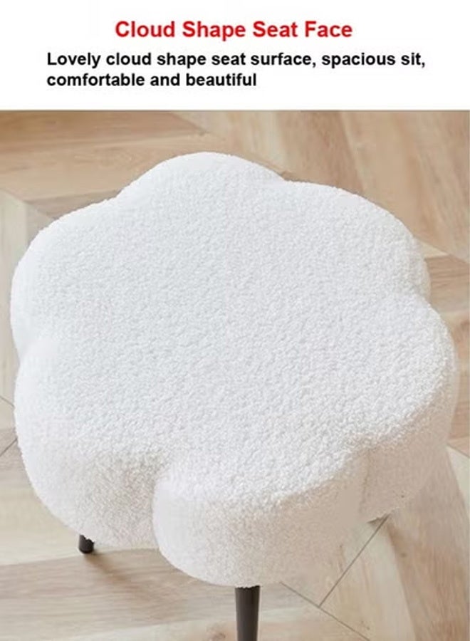 تايمي كرسي قماش بوكلية بتصميم أنيق على شكل سحابة مع ارجل معدنية، كرسي طاولة تزيين، كرسي تسريحة لغرفة النوم، كرسي تغيير الأحذية - أبيض - Image 4