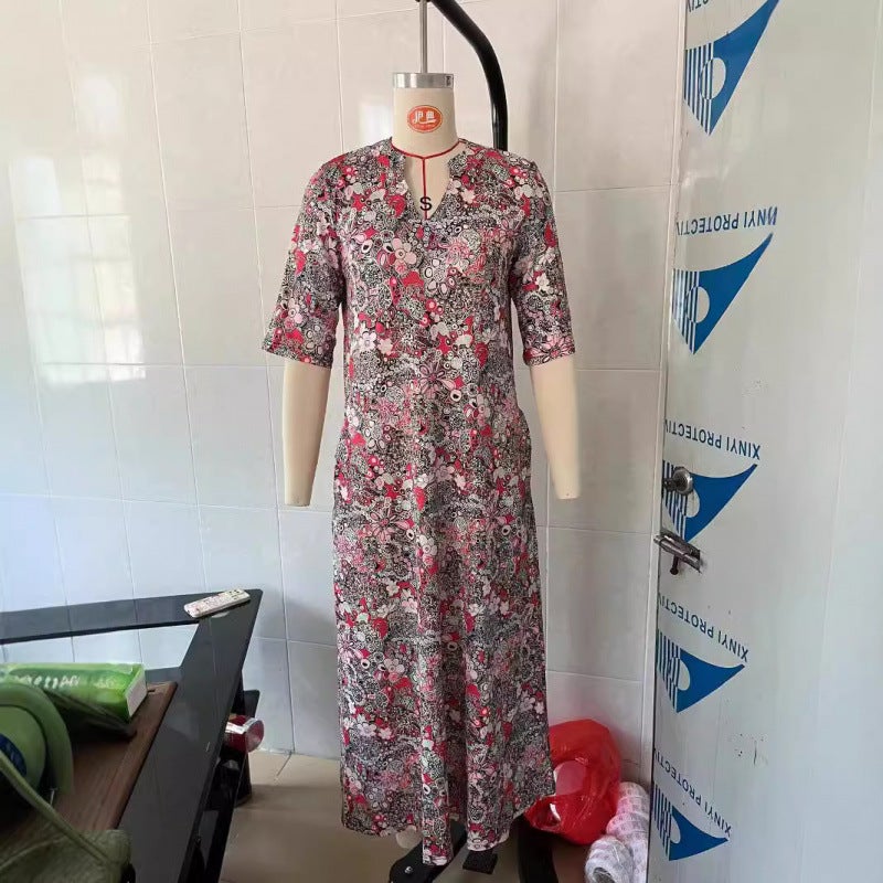 2025 Summer Floral Print V-Neck Pocket Dress - Image 3