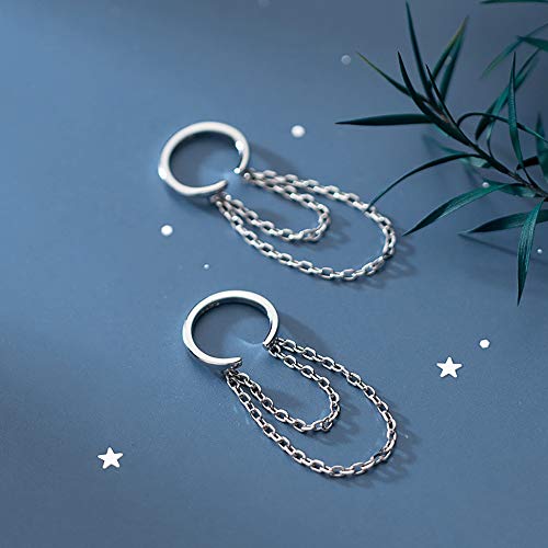 Reffeer Solid 925 Sterling Silver Cuff Earrings Chain for Women Teens Cartilage Wrap Earrings Helix Cuffs (A-Silver) - Image 5