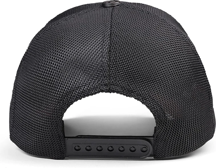 Black Börk V1 Trucker Eagle - Unisex Khaki Peaked-Black Hat with 6 Code Logo