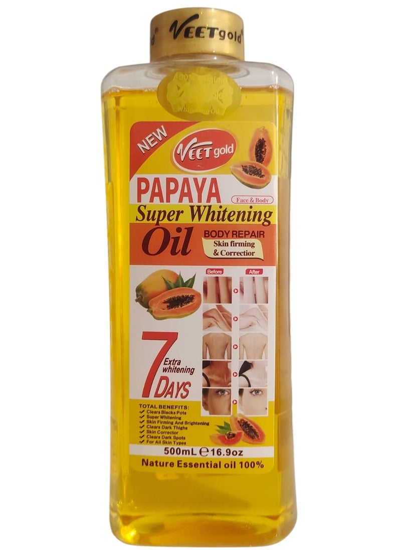 Veet gold - Papaya Face And Body Super Whitening Oil 500 ml - Image 1