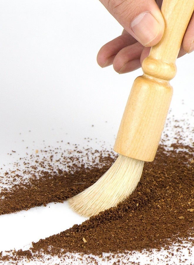 مجموعة فرش قهوة من 6 قطع، طقم فرش إسبريسو احترافي، فرشاة مطحنة قهوة بتصميم أنيق، مقبض خشبي ثقيل وشعيرات طبيعية لتنظيف غبار الخشب.