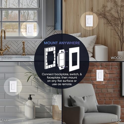 RunLessWire Single Pole Battery-Free DIY Wireless Light Switch Kit 150ft RF Range Self-Powered by Kinetic Energy for Fixtures & Outlets : 1 Remote Switch Controls 1 5A On/Off Receiver – White - Image 4