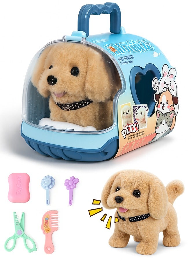 VUCATIN Stuffed Dog Robot Toy for Kids Interactive Pet Care Toys with Pet Cage Electronic Dog Grooming Toys Pretend Play Gifts for Girls Boy 3+ Years Old - Image 1