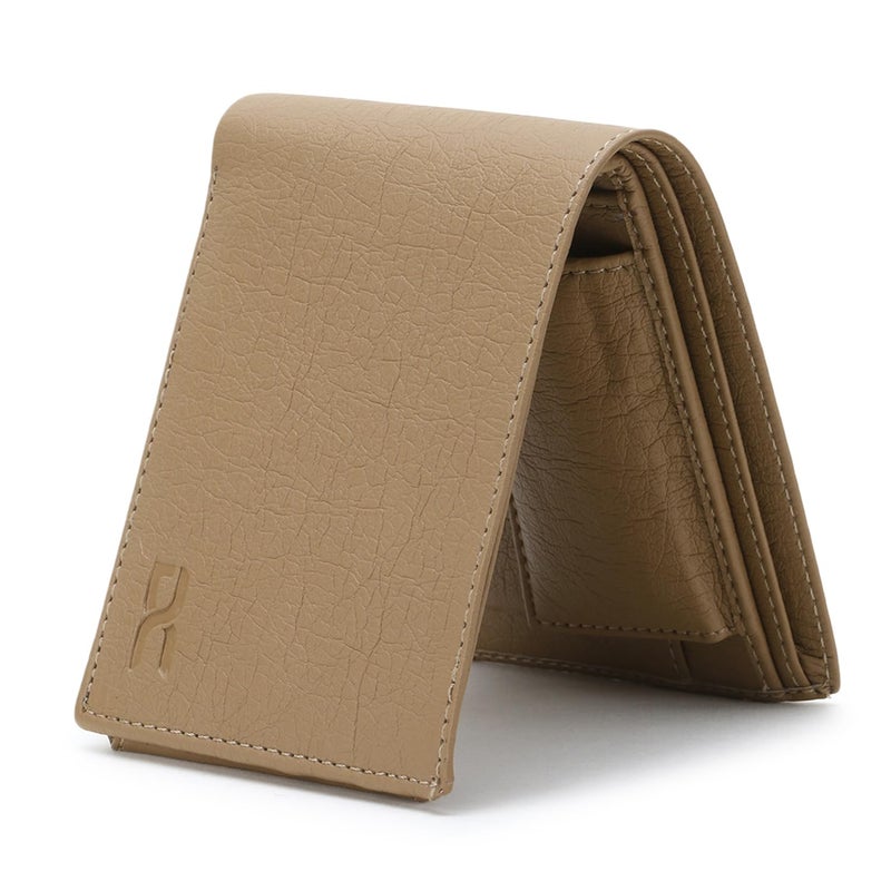 Dezire Crafts PU Leather Wallet for Men | Slim & Stylish | 3 Card Pockets, 1 Zipper Pocket, 1 Coin Pocket, 1 Currency Compartment, 2 Hidden Pockets (Cream) - Image 4