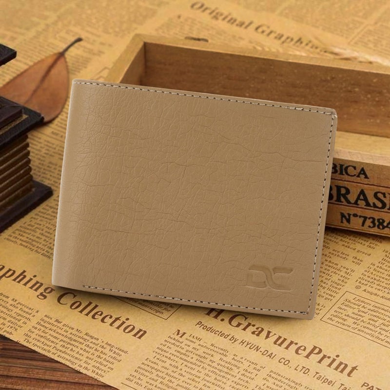 Dezire Crafts PU Leather Wallet for Men | Slim & Stylish | 3 Card Pockets, 1 Zipper Pocket, 1 Coin Pocket, 1 Currency Compartment, 2 Hidden Pockets (Cream) - Image 5