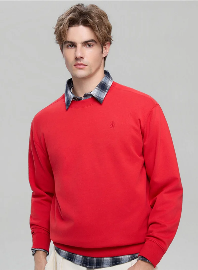 Men’s Relaxed Crew Neck Sweatshirt with Embroidery