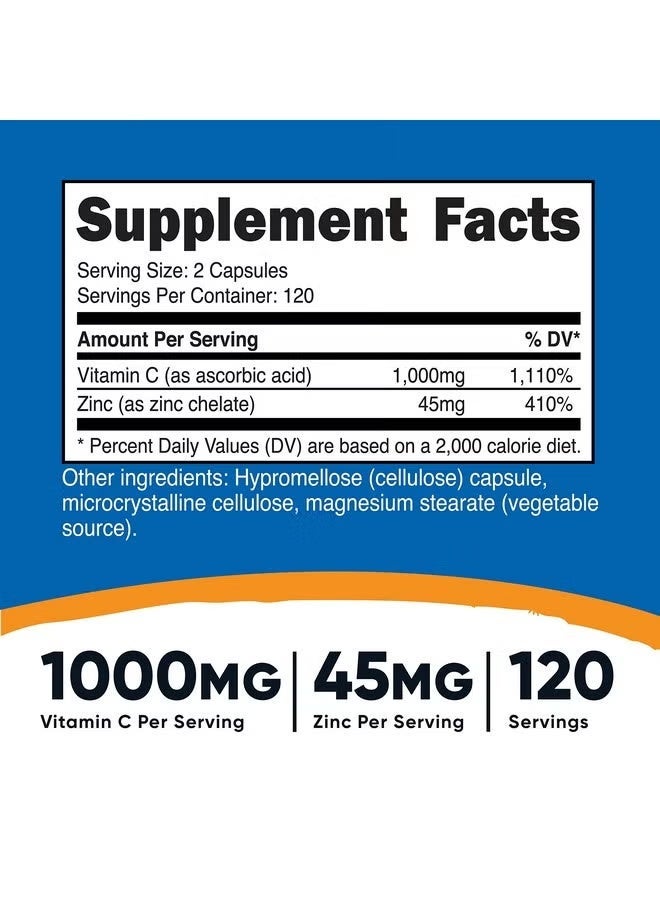 Nutricost, Vitamin C with Zinc, 240 Capsules - Image 2