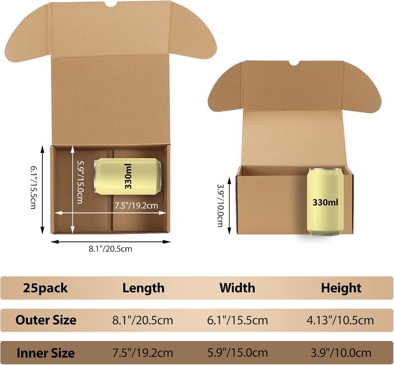 RLAVBL 8x6x4 Shipping Boxes Set of 25, Brown Corrugated Cardboard Mailer Box for Packing, Mailing, Business - Image 2