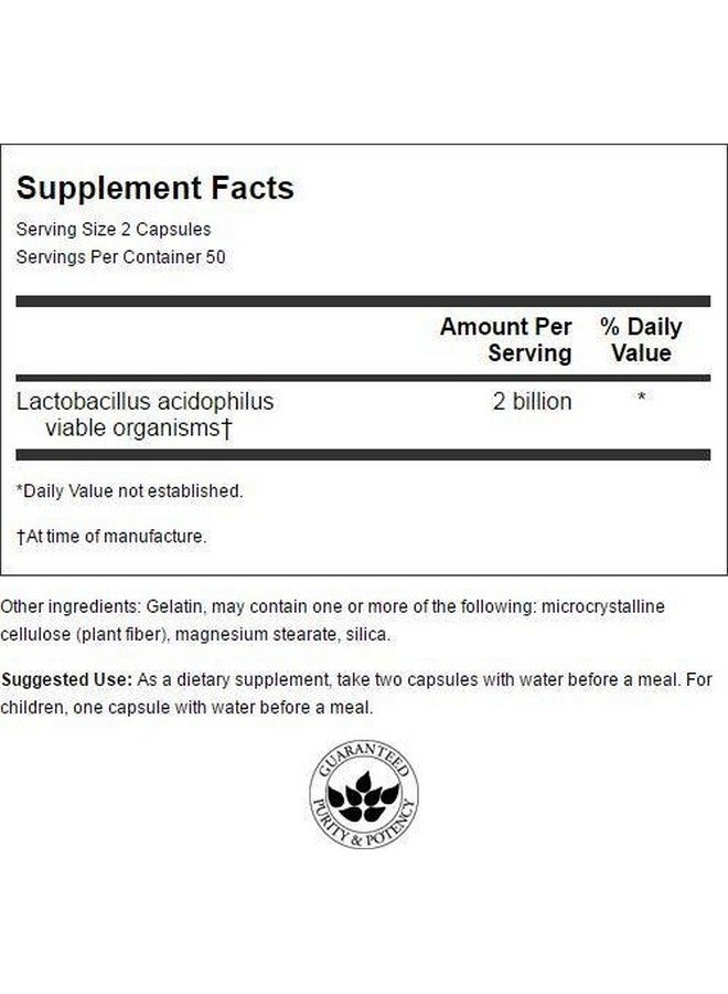 SWANSON Acidophilus 2 Billion Cfu 100 Capsules - Image 3