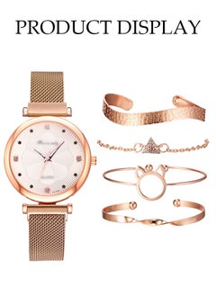 DUNISO 5 Pcs Women's Elegant Watch And Bracelet Set，Quartz Round Watch With Alloy Strap，With Four Bracelets, Suitable For Daily Business Gatherings  - Image 2