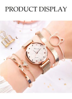 DUNISO 5 Pcs Women's Elegant Watch And Bracelet Set，Quartz Round Watch With Alloy Strap，With Four Bracelets, Suitable For Daily Business Gatherings  - Image 5