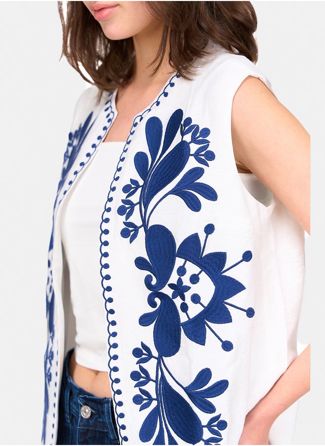 Clue Embroidered Tencel Vest  - Image 4