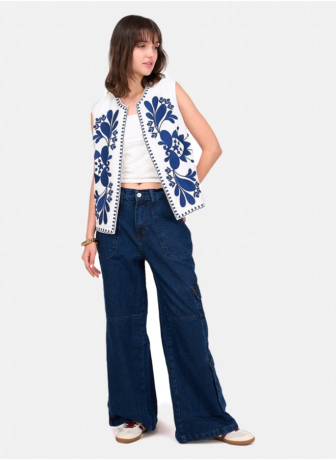 Clue Embroidered Tencel Vest  - Image 5
