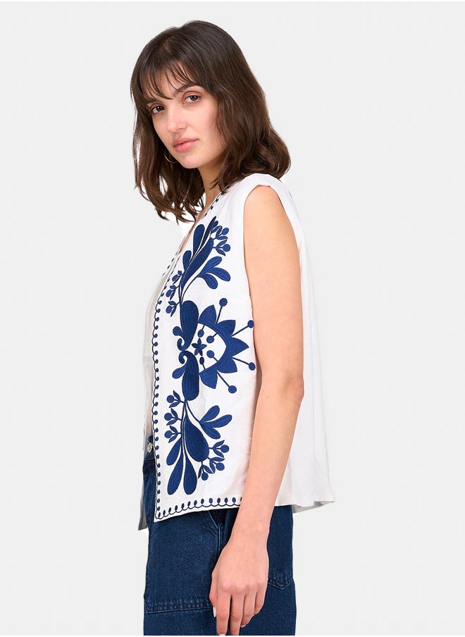 Clue Embroidered Tencel Vest  - Image 2