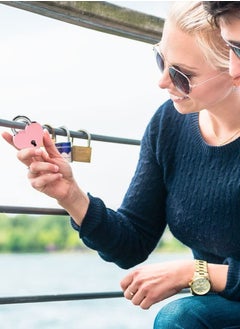 Y&D 7 Piece Small Padlock Mini Lock Alloy Heart Shaped with Key Suitcase Locker Decorative Diary Love for Box Luggage (Multi Color)  - Image 5