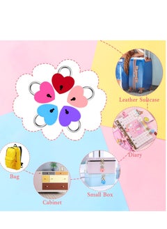 Y&D 7 Piece Small Padlock Mini Lock Alloy Heart Shaped with Key Suitcase Locker Decorative Diary Love for Box Luggage (Multi Color)  - Image 4