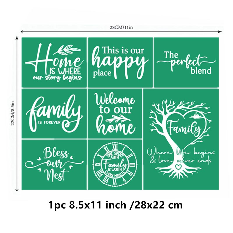 JAJADO Farmhouse Family Silk Screen Stencils Reusable Adhesive Stencil Family Sentiments Welcome Farmhouse Burning Stencils for Painting On Wood Sign Canvas Fabric, Art Craft Paint Stencil 8.5x11â€œ - Image 5