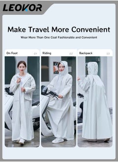 LEOKOR Raincoat Portable EVA Rain,Waterproof Rain Coat with Hood,Coats Reusable Rain Poncho with Hood and Sleeves,For Men and Women  - Image 3