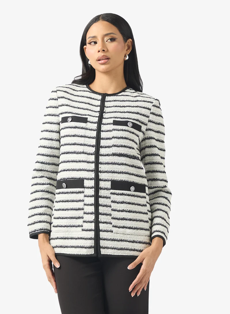 ELLA Stripped Boucle Waistcoat