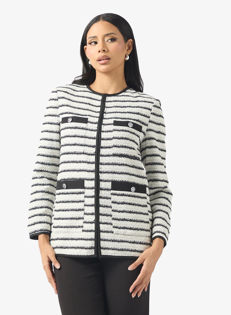 ELLA Stripped Boucle Waistcoat - Image 1