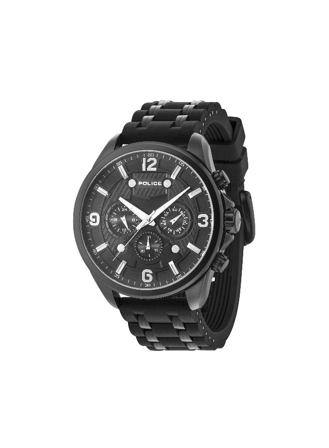 POLICE Men Claymont Black Rubber Strap Multifunction Watch for Men, 50mm - Image 2