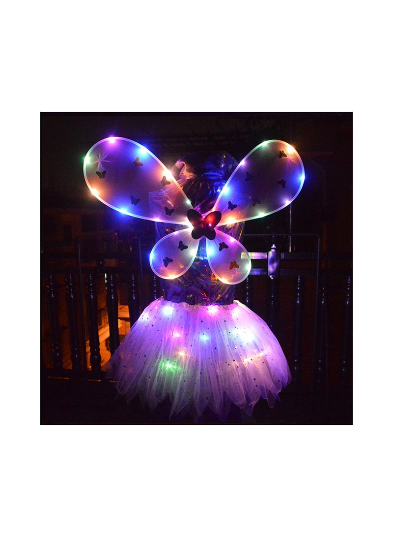 Excefore Light Up Fairy Costume Set, 4Pcs Includes LED Tutu Skirt, erfly Fairy Wings erfly Wand, Headband,  Wings erfly Wings Costume, for  Costume Birthday Party Decoration - Image 3