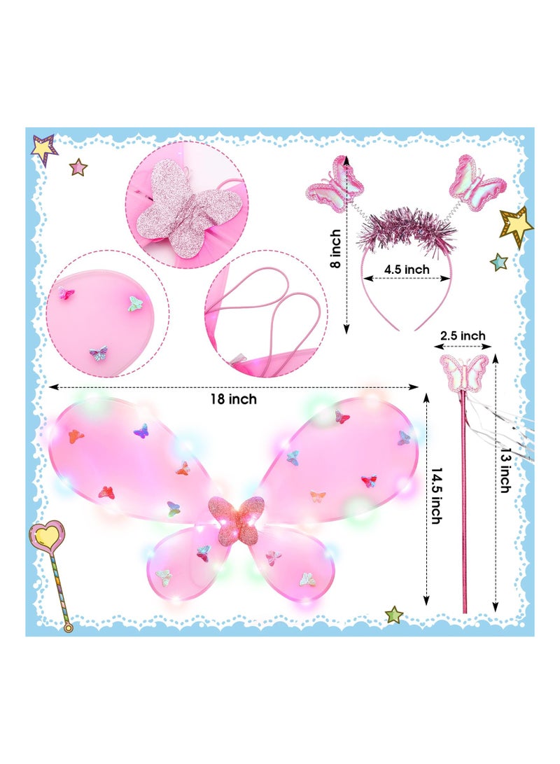 Excefore Light Up Fairy Costume Set, 4Pcs Includes LED Tutu Skirt, erfly Fairy Wings erfly Wand, Headband,  Wings erfly Wings Costume, for  Costume Birthday Party Decoration - Image 2